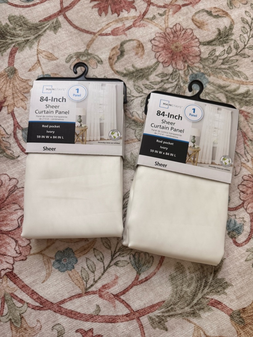 Mainstays Ivory Sheer Curtain Panels - Set of 2